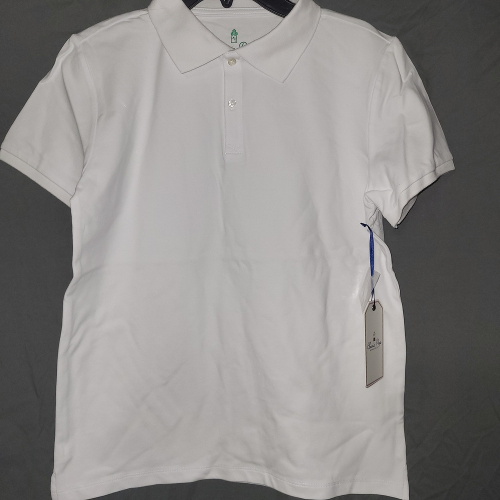 Nwt Boys Size 14 Classic Prep Crisp White Polo Short Sleeve Shirt